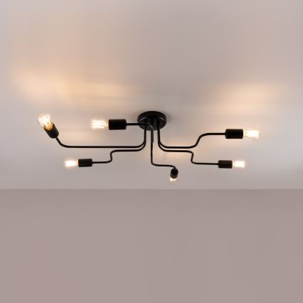 Bevestigde hanglamp VECTOR 6xE27/15W/230V zwart
