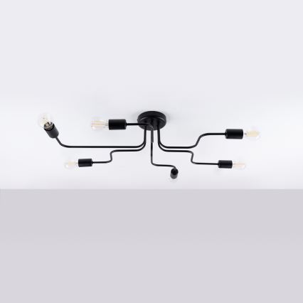 Bevestigde hanglamp VECTOR 6xE27/15W/230V zwart