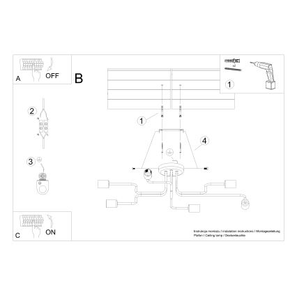 Bevestigde hanglamp VECTOR 6xE27/15W/230V zwart