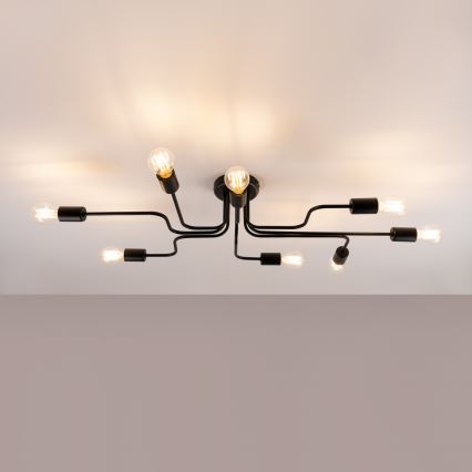 Bevestigde hanglamp VECTOR 8xE27/15W/230V zwart
