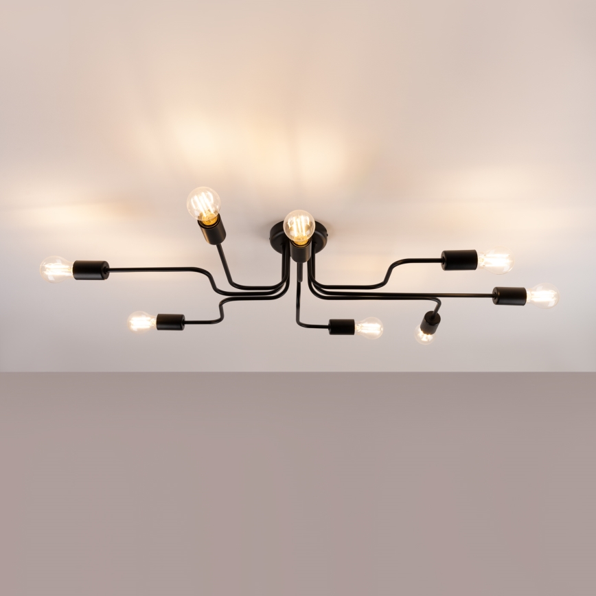 Bevestigde hanglamp VECTOR 8xE27/15W/230V zwart