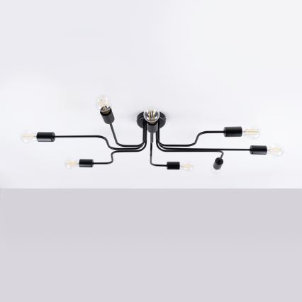 Bevestigde hanglamp VECTOR 8xE27/15W/230V zwart