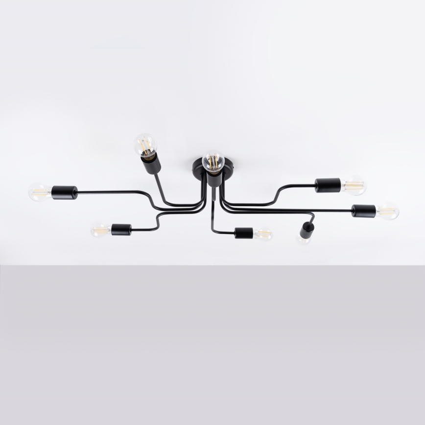 Bevestigde hanglamp VECTOR 8xE27/15W/230V zwart