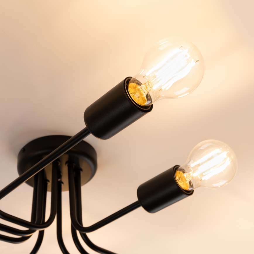 Bevestigde hanglamp VECTOR 8xE27/15W/230V zwart