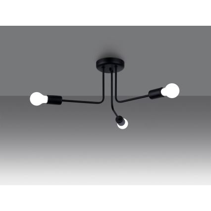 Hanglamp met vaste pendel NORAH 3xE27/15W/230V zwart