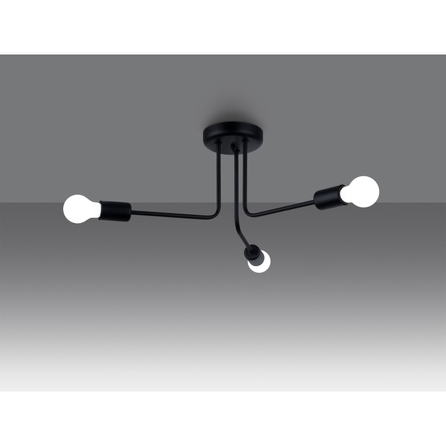 Hanglamp met vaste pendel NORAH 3xE27/15W/230V zwart