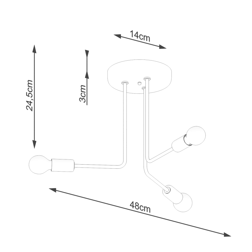 Hanglamp met vaste pendel NORAH 3xE27/15W/230V zwart