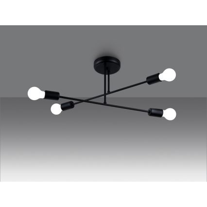 Hanglamp met vaste pendel NORAH 4xE27/15W/230V zwart