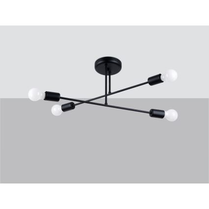 Hanglamp met vaste pendel NORAH 4xE27/15W/230V zwart