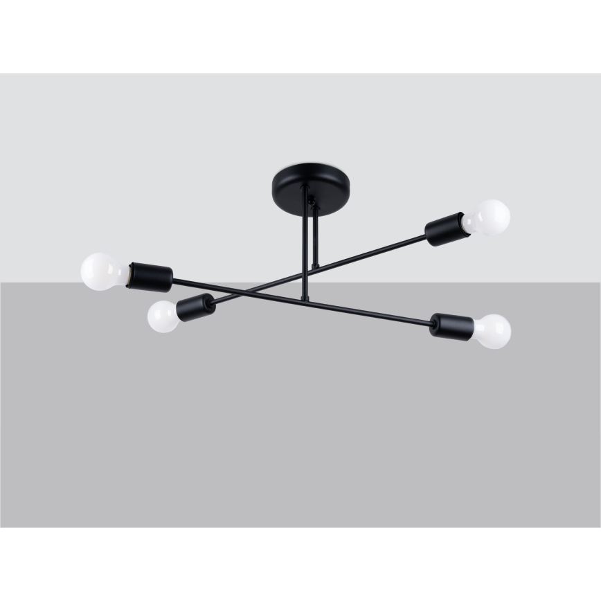 Hanglamp met vaste pendel NORAH 4xE27/15W/230V zwart