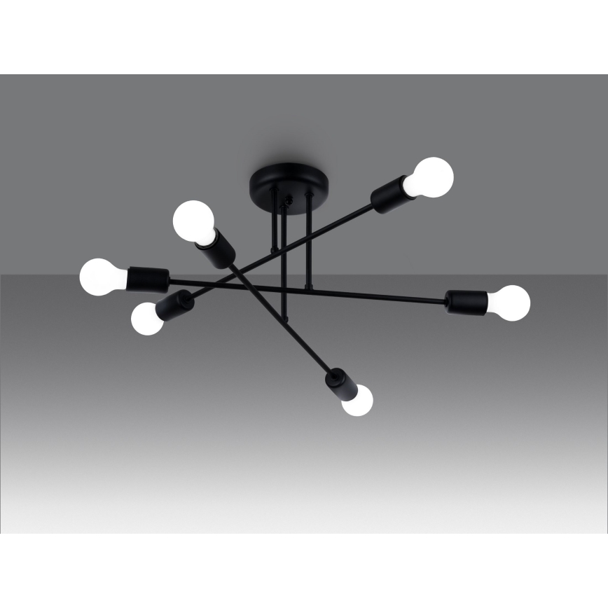 Hanglamp met vaste pendel NORAH 6xE27/15W/230V zwart