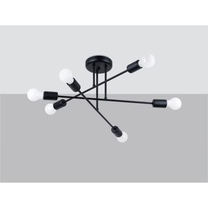 Hanglamp met vaste pendel NORAH 6xE27/15W/230V zwart