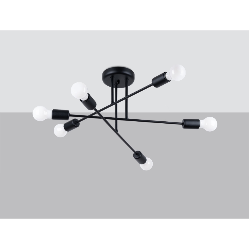 Hanglamp met vaste pendel NORAH 6xE27/15W/230V zwart