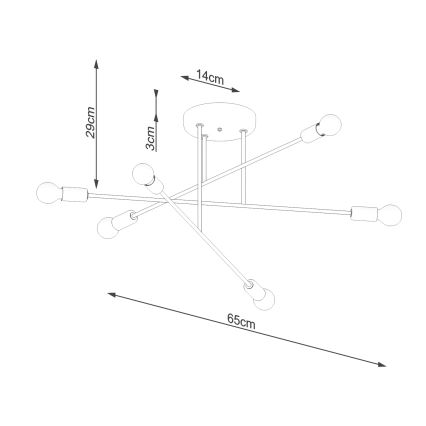 Hanglamp met vaste pendel NORAH 6xE27/15W/230V zwart