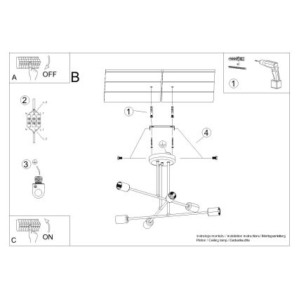 Hanglamp met vaste pendel NORAH 6xE27/15W/230V zwart