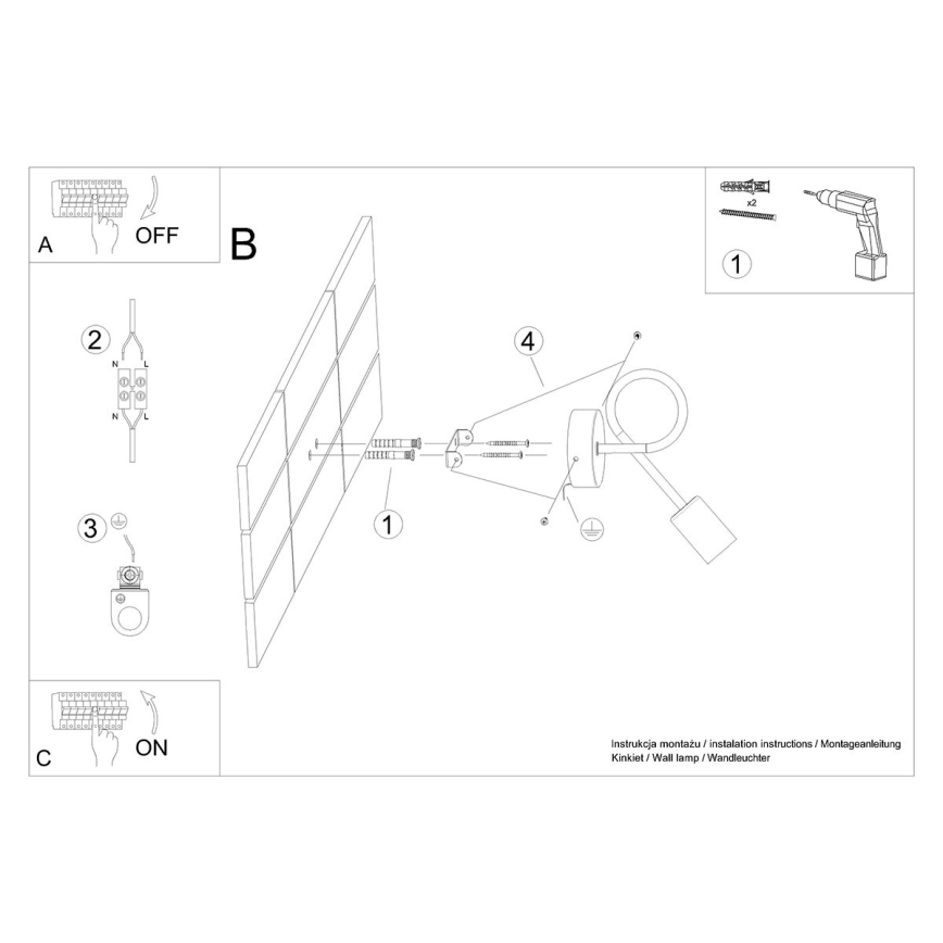 Applique murale LEVAR 1xE27/15W/230V noir