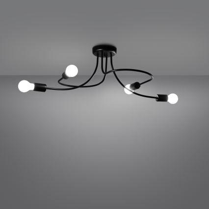 Hanglamp met vaste pendel LEVAR 4xE27/15W/230V zwart