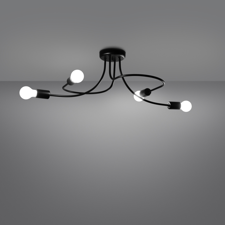 Hanglamp met vaste pendel LEVAR 4xE27/15W/230V zwart