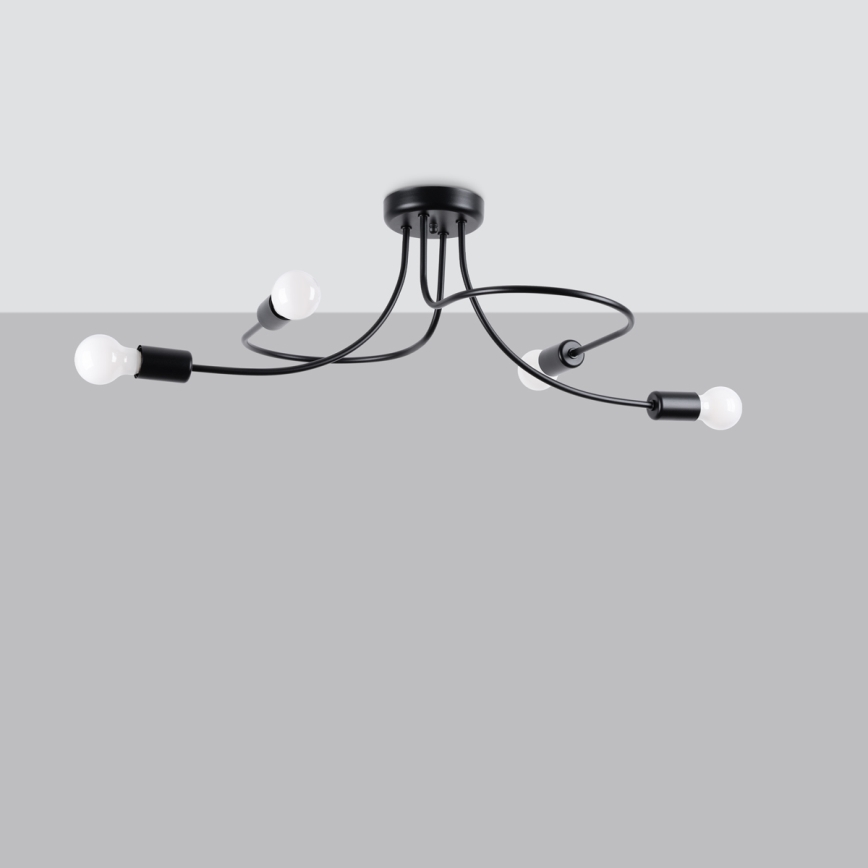 Hanglamp met vaste pendel LEVAR 4xE27/15W/230V zwart
