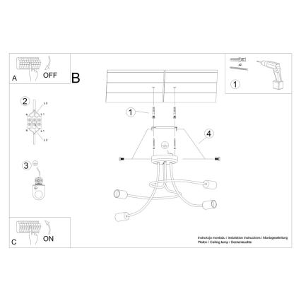 Hanglamp met vaste pendel LEVAR 4xE27/15W/230V zwart