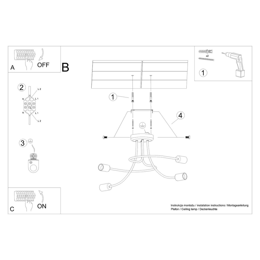Hanglamp met vaste pendel LEVAR 4xE27/15W/230V zwart