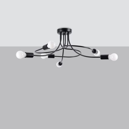 Hanglamp met vaste pendel LEVAR 6xE27/15W/230V zwart
