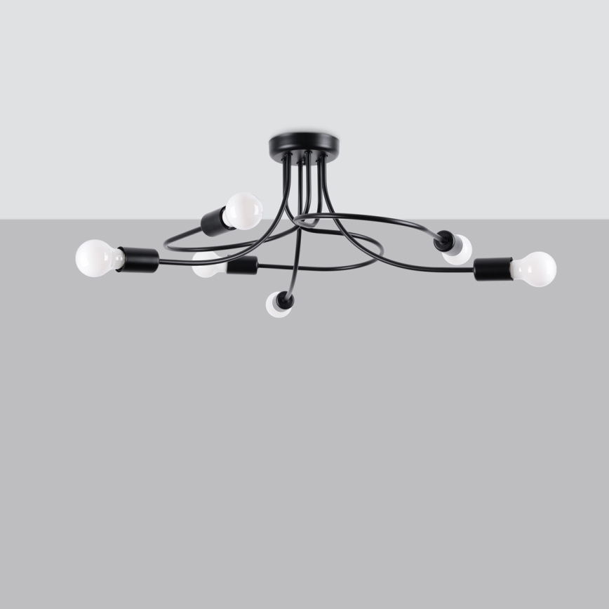 Hanglamp met vaste pendel LEVAR 6xE27/15W/230V zwart