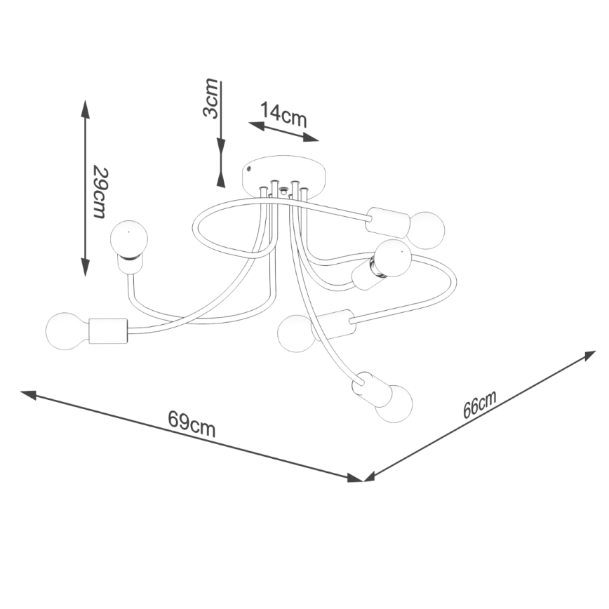 Hanglamp met vaste pendel LEVAR 6xE27/15W/230V zwart