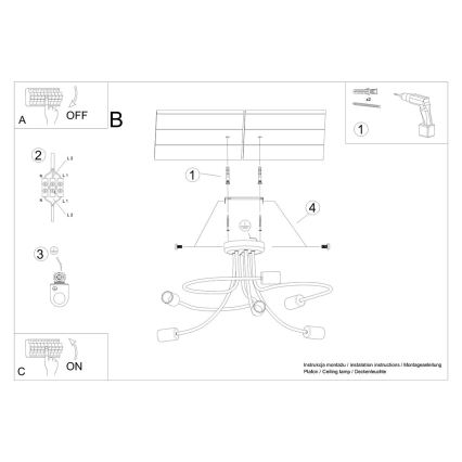 Hanglamp met vaste pendel LEVAR 6xE27/15W/230V zwart