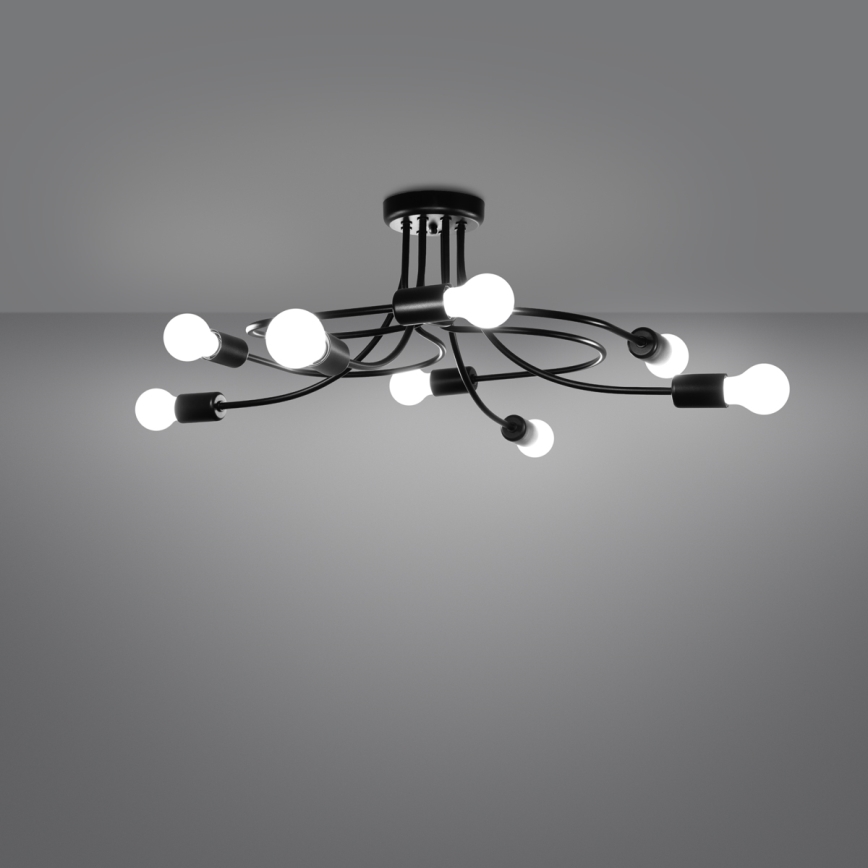 Hanglamp met vaste pendel LEVAR 8xE27/15W/230V zwart