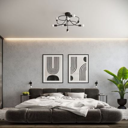 Hanglamp met vaste pendel LEVAR 8xE27/15W/230V zwart