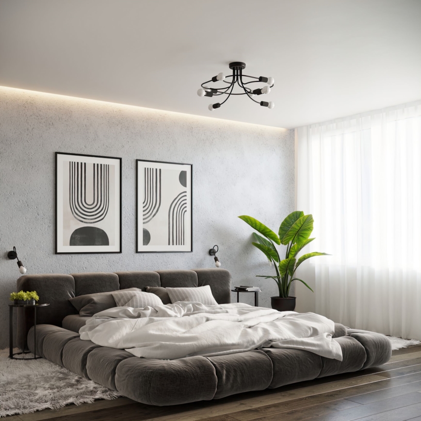 Hanglamp met vaste pendel LEVAR 8xE27/15W/230V zwart