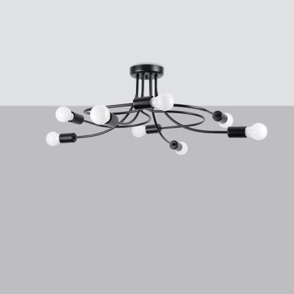Hanglamp met vaste pendel LEVAR 8xE27/15W/230V zwart