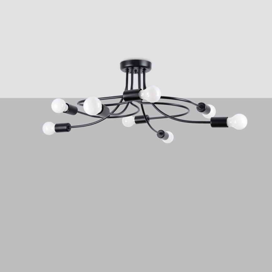 Hanglamp met vaste pendel LEVAR 8xE27/15W/230V zwart