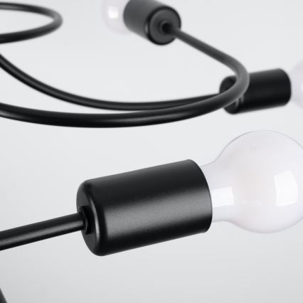 Hanglamp met vaste pendel LEVAR 8xE27/15W/230V zwart