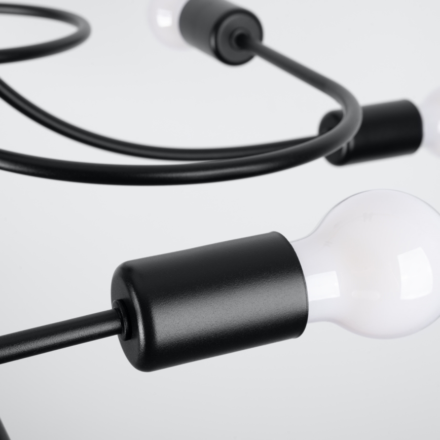 Hanglamp met vaste pendel LEVAR 8xE27/15W/230V zwart