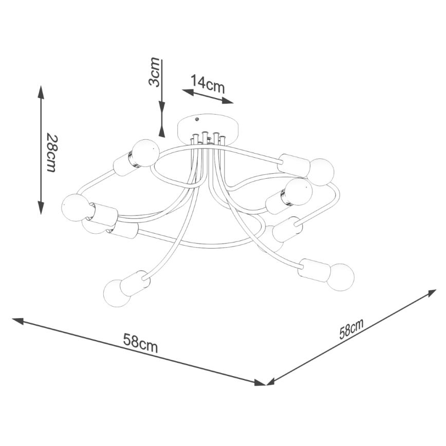Hanglamp met vaste pendel LEVAR 8xE27/15W/230V zwart
