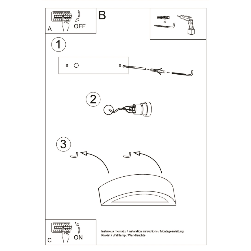 Wandlamp ATENA 1xE27/15W/230V 30 cm wit