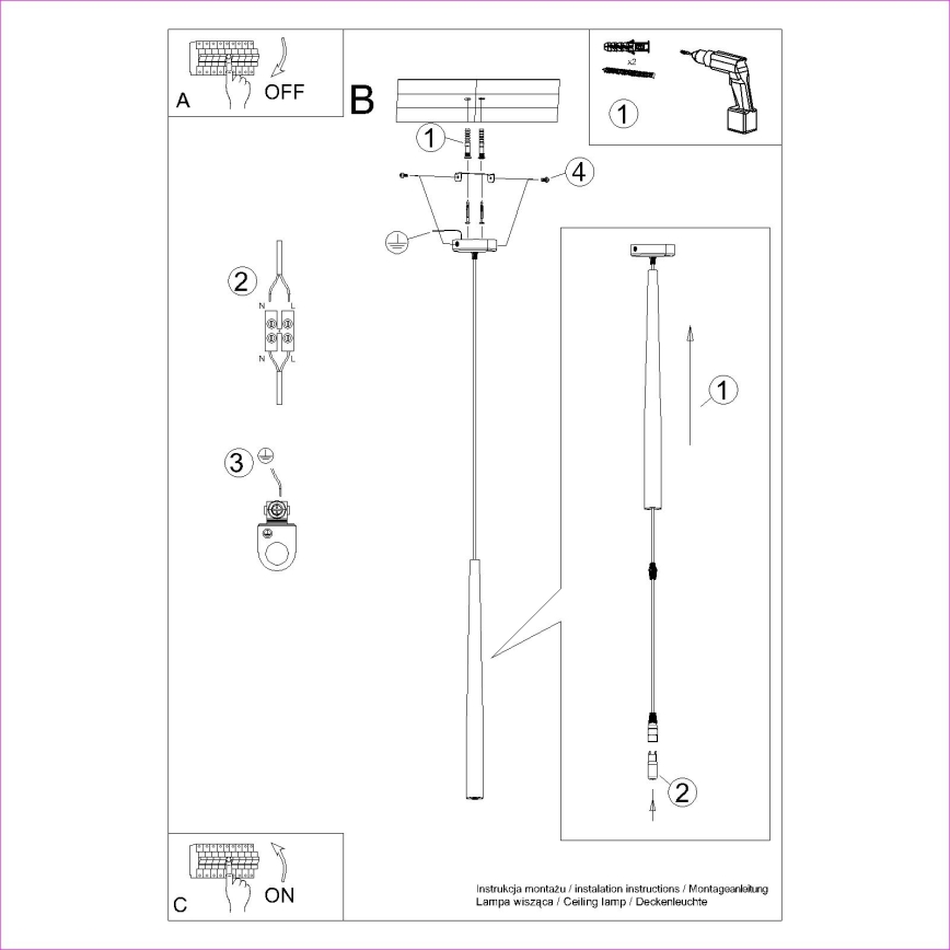 Hanglamp aan een koord BLISS 1xG9/8W/230V zwart