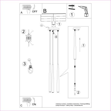 Hanglamp aan een koord BLISS 3xG9/8W/230V zwart