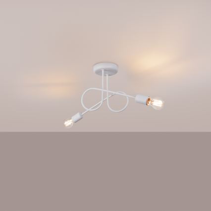 Bevestigde hanglamp LOOP 2xE27/15W/230V wit