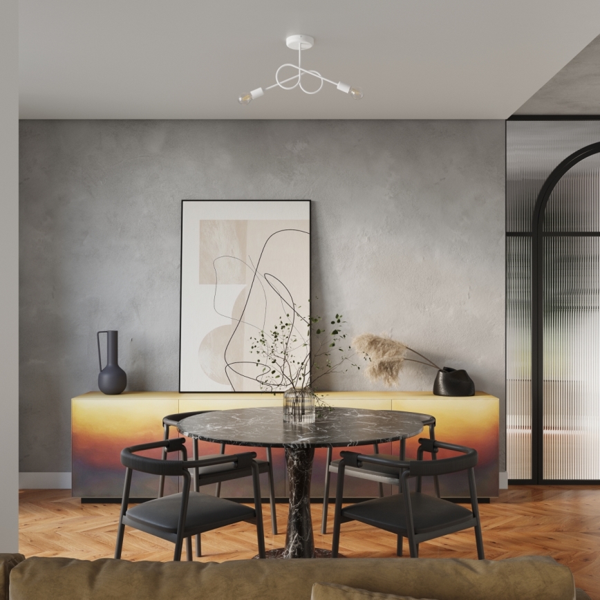 Bevestigde hanglamp LOOP 2xE27/15W/230V wit