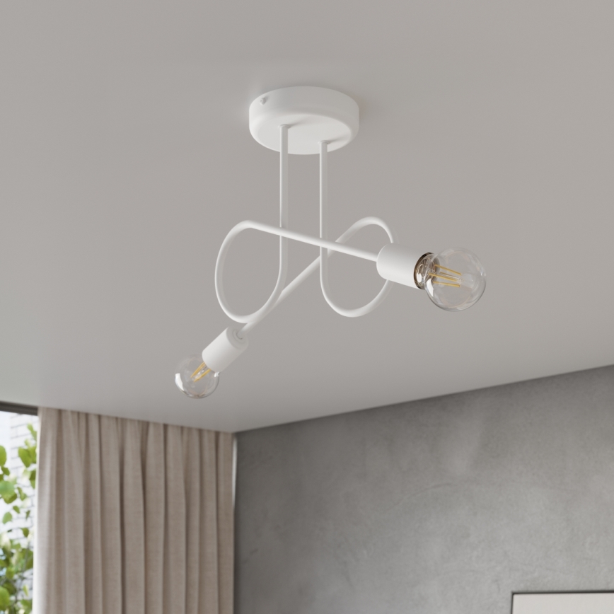 Bevestigde hanglamp LOOP 2xE27/15W/230V wit