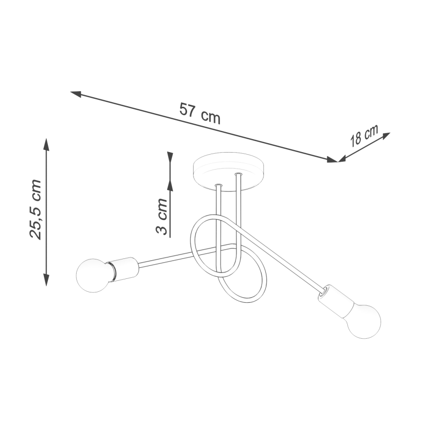 Bevestigde hanglamp LOOP 2xE27/15W/230V wit