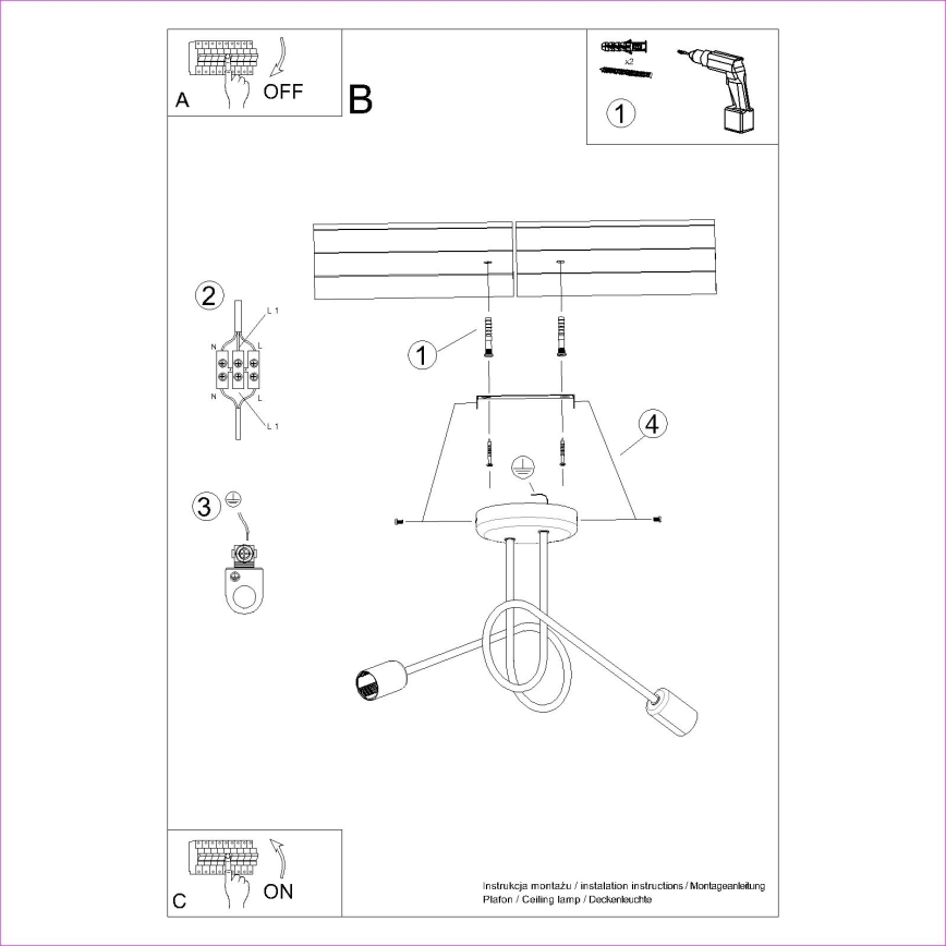 Bevestigde hanglamp LOOP 2xE27/15W/230V wit