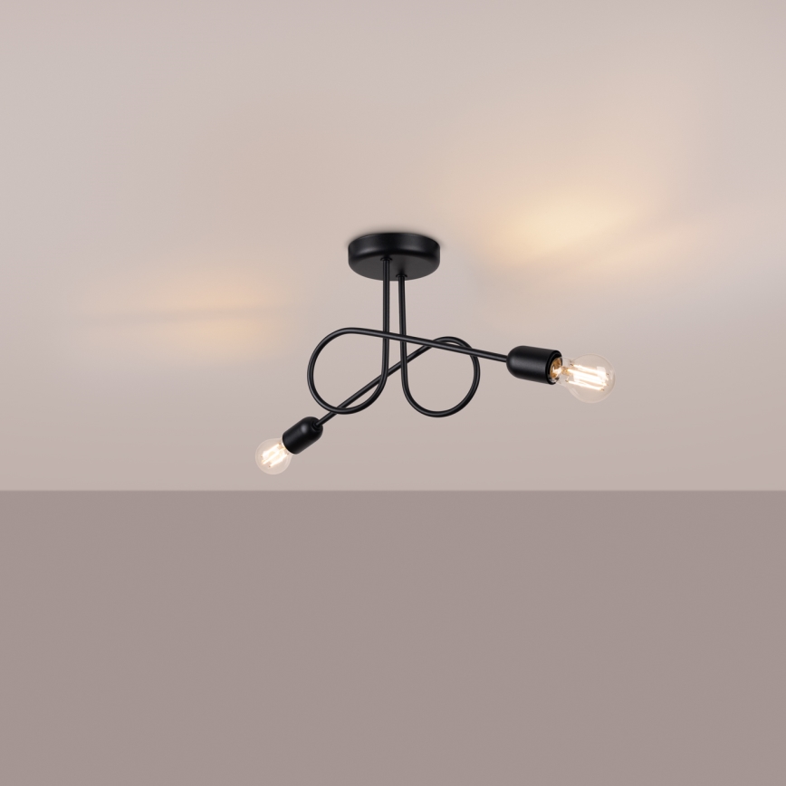 Bevestigde hanglamp LOOP 2xE27/15W/230V zwart