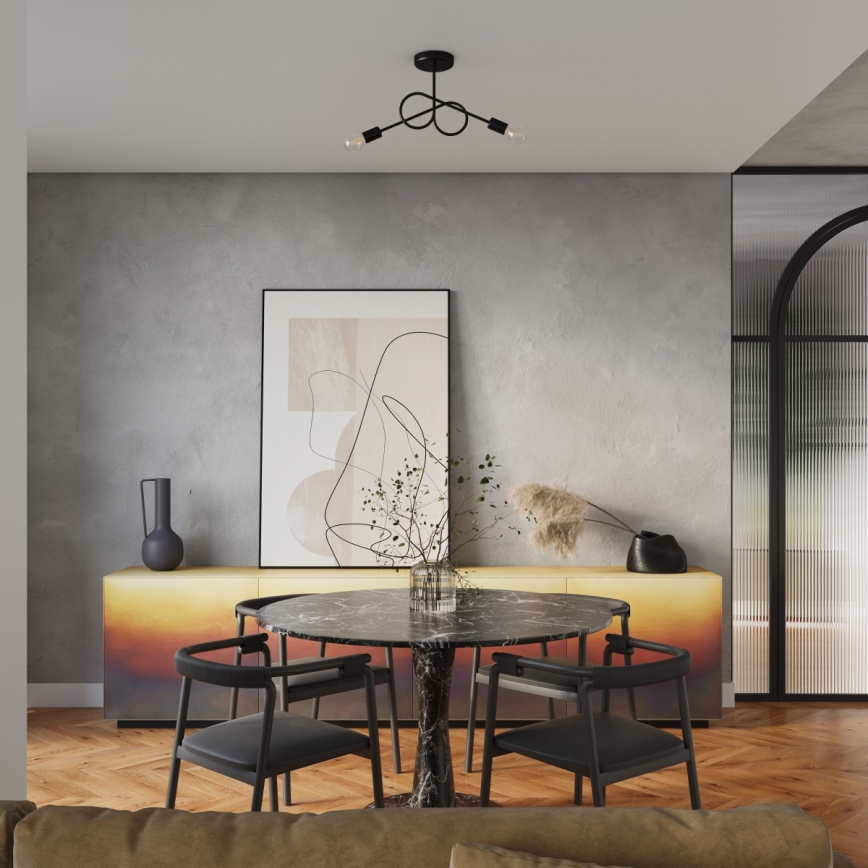 Bevestigde hanglamp LOOP 2xE27/15W/230V zwart