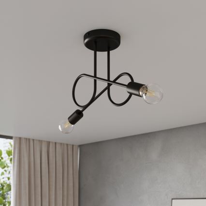 Bevestigde hanglamp LOOP 2xE27/15W/230V zwart