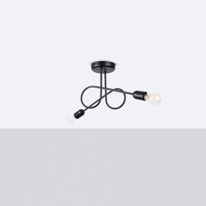 Bevestigde hanglamp LOOP 2xE27/15W/230V zwart