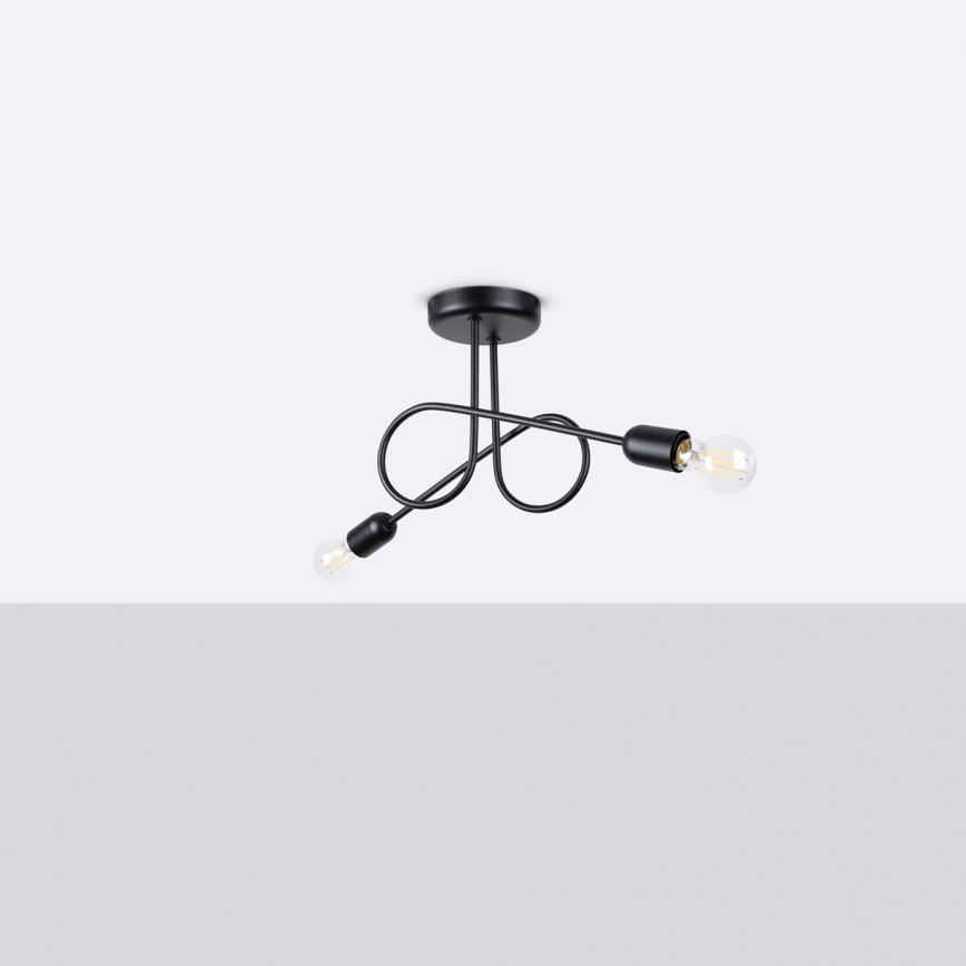 Bevestigde hanglamp LOOP 2xE27/15W/230V zwart